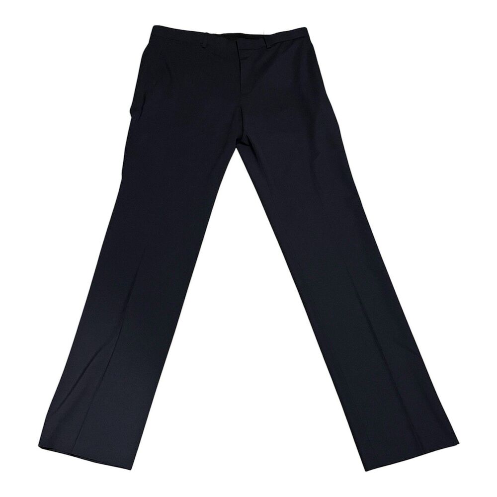 Theory Marlo Virgin Wool Blend Dress Pants Mens 33 Navy Flat Front Slim Trousers